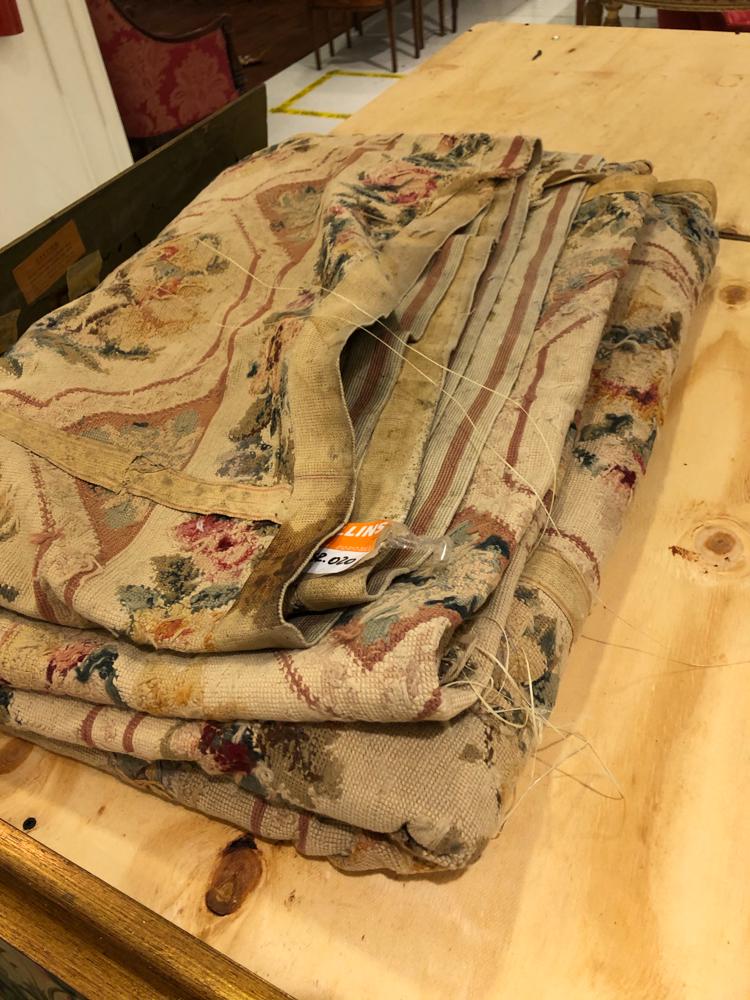 French style antique needlepoint rug with floral (1 of 1)