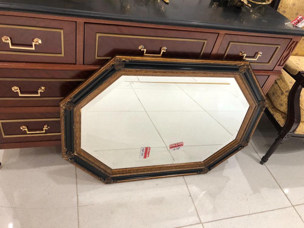 Black and gilt octagonal mirror (1 of 1)