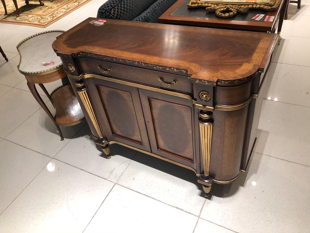 Continental style mahogany D-shaped cabinet with gold (1 of 1)