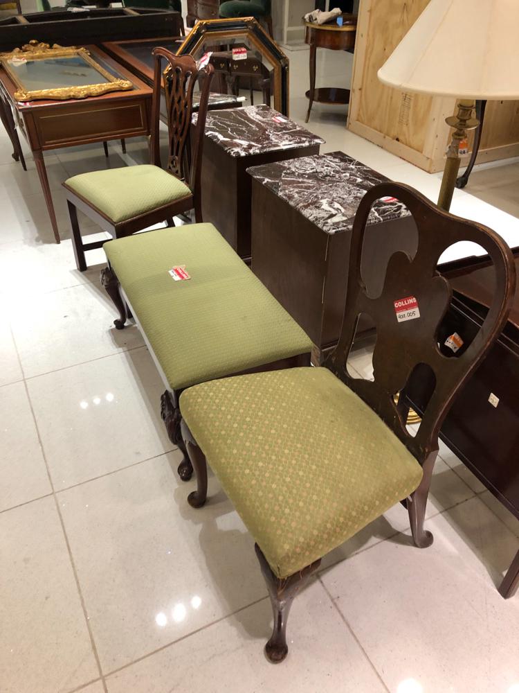 Chippendale style bench together with two carved side (1 of 1)