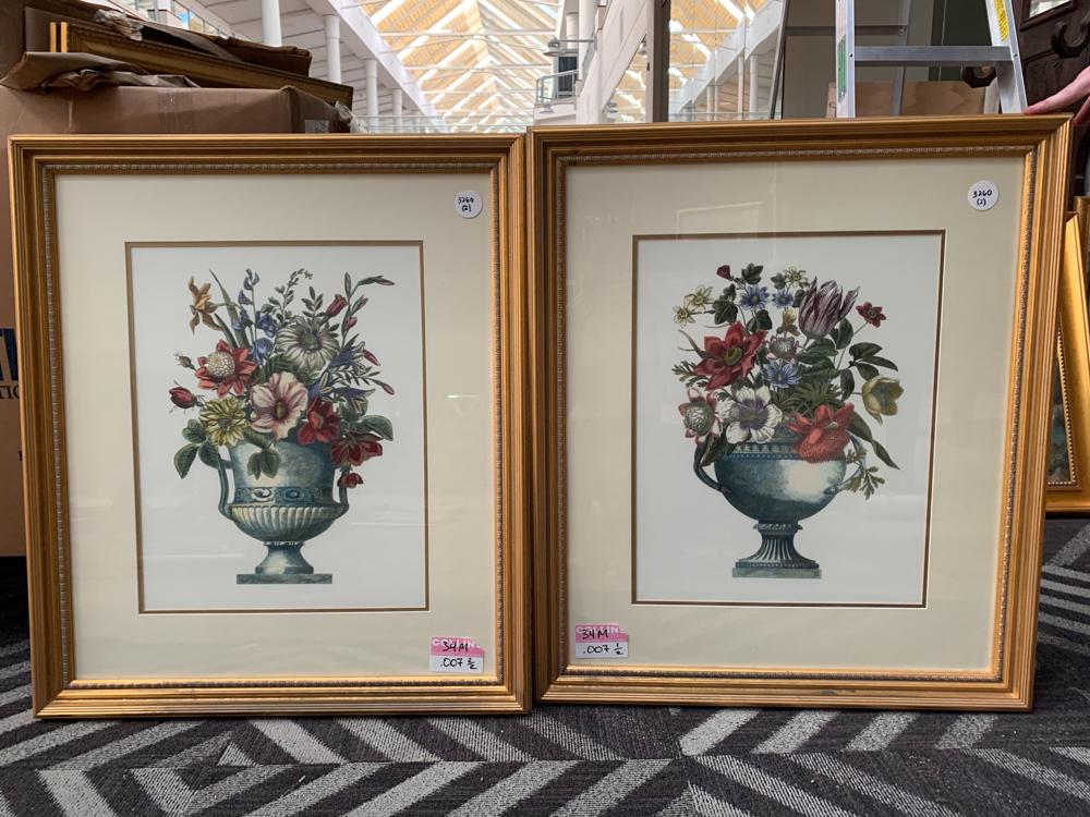 Pair of framed prints of vases with flower prints (1 of 1)