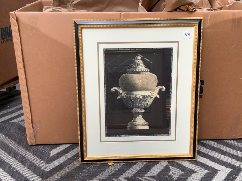 Pair of framed prints depicting urns amongst painted (1 of 1)