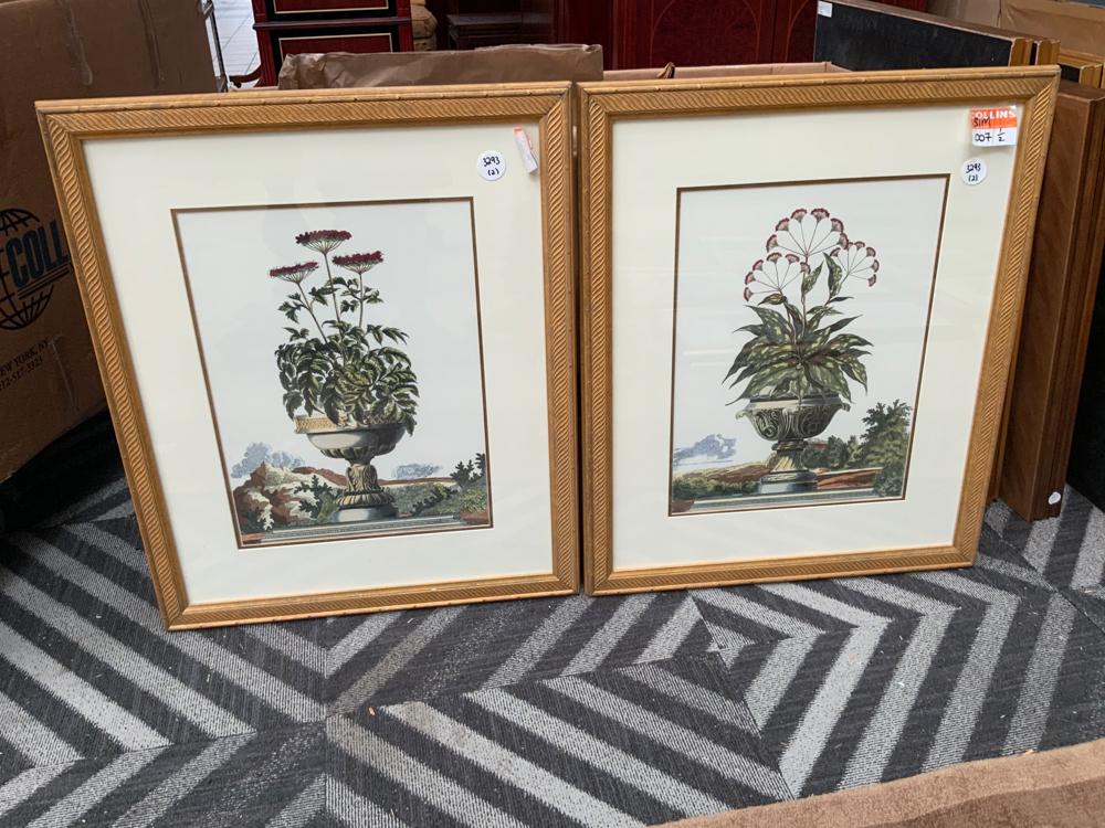 Pair of large framed prints of flower arrangements (1 of 1)