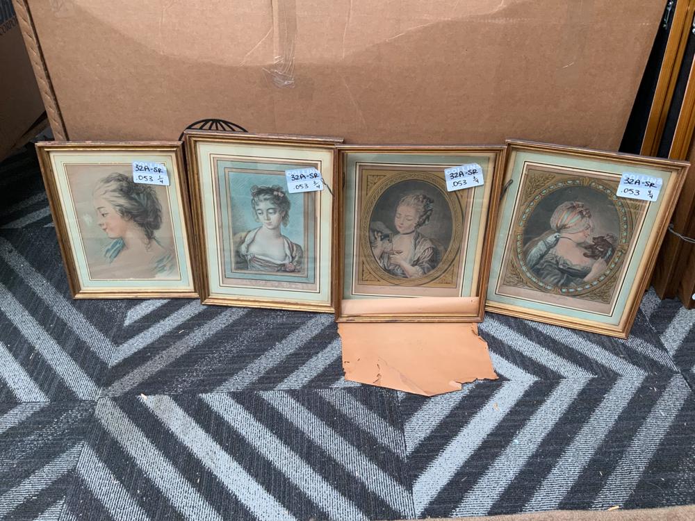 Lot of 4 framed prints of young women; including, (1 of 1)