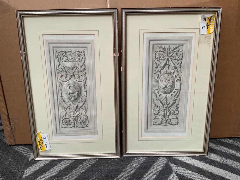 Pair of framed illustration prints depicting ornate (1 of 1)