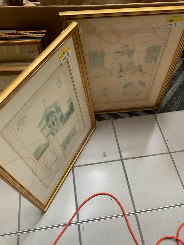 Pair of framed architectural prints (1 of 1)