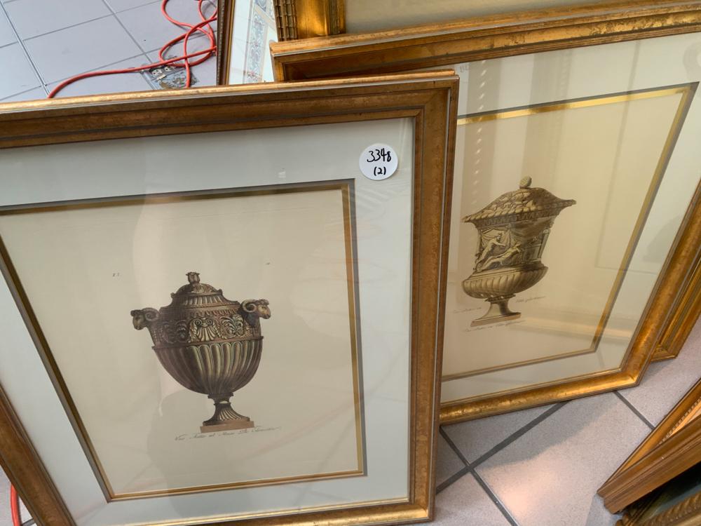 Pair of large framed prints depicting distinct urns (1 of 1)