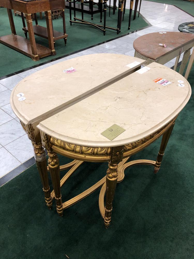 Lot of 2 marbletop hallway tables (1 of 1)