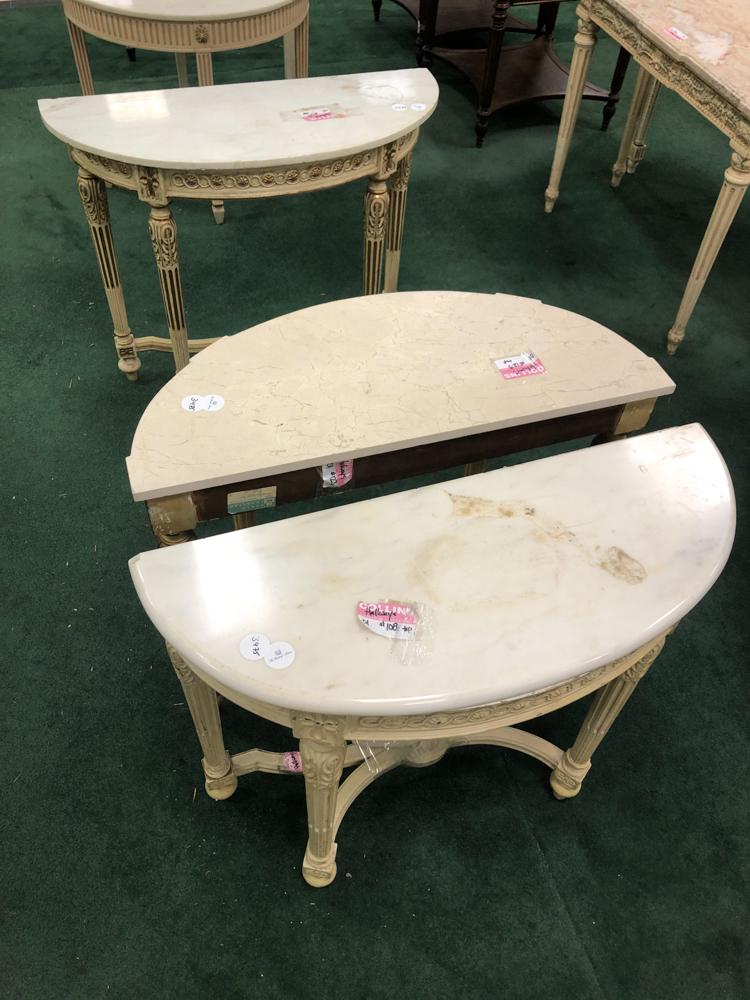 Pair of two and one extra white marbletop hallway (1 of 1)