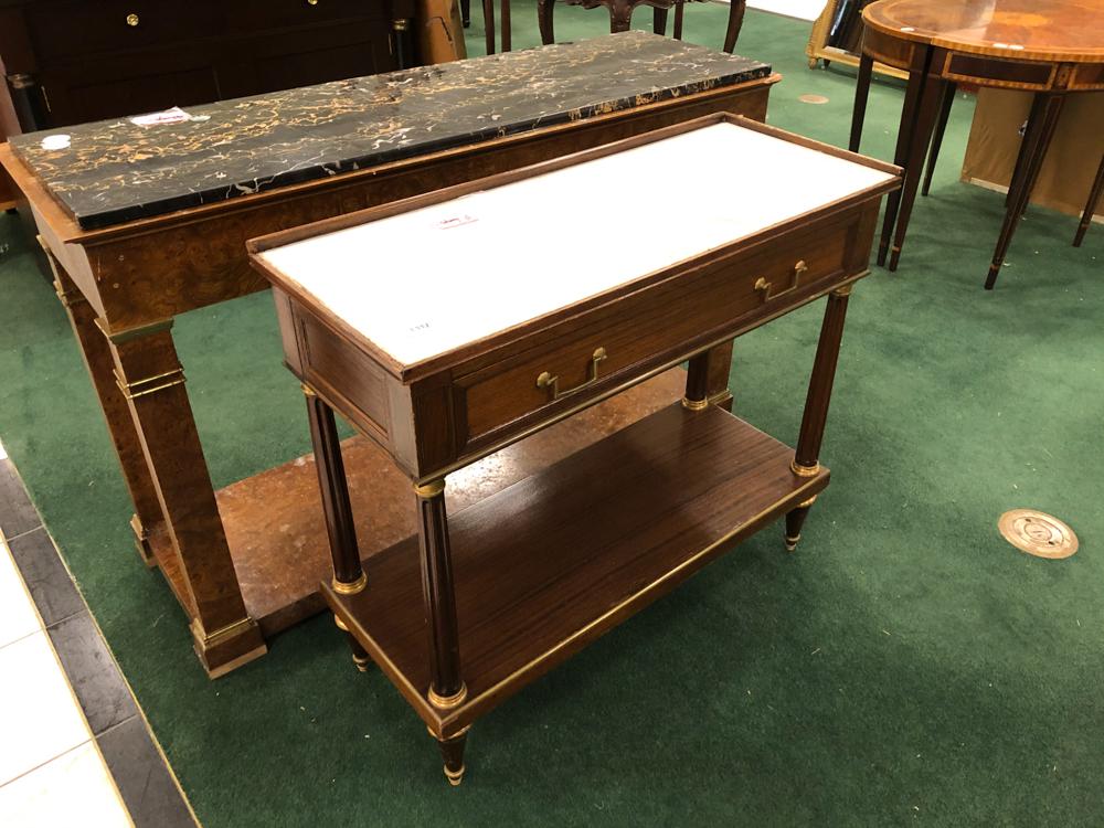 French white marbletopped 2 drawer table (1 of 1)