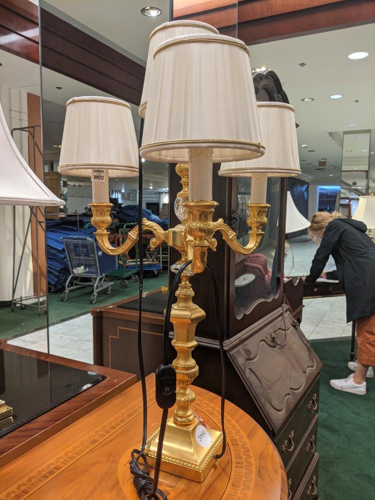 Lot of 2 brass and crystal lamps, 28 inches (1 of 1)