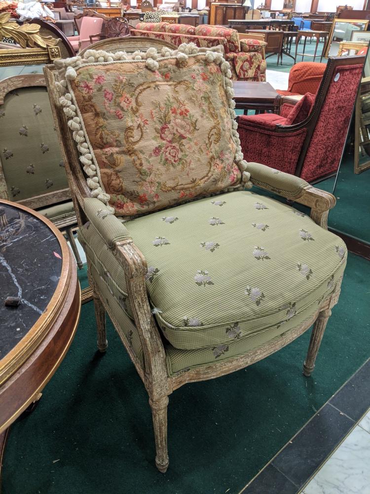 Pair of French 18th Century Chairs, with 2 pillows, (1 of 1)