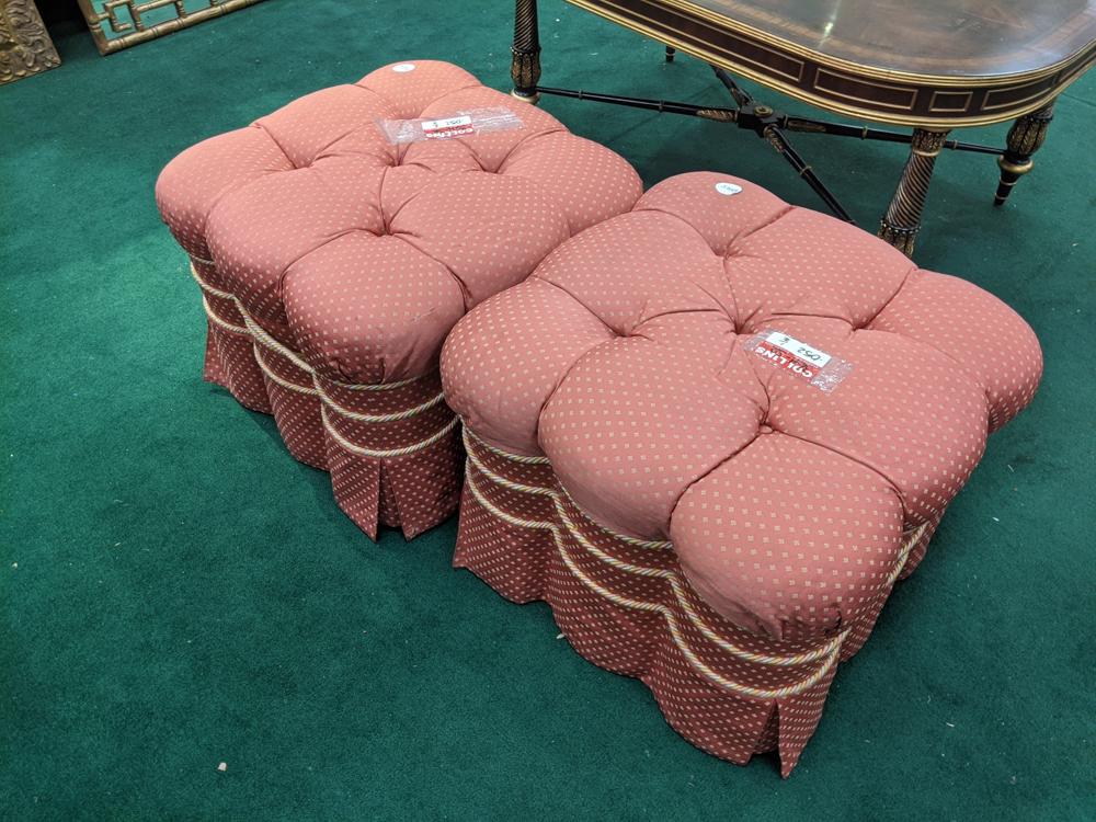 Lot of 2 pink upholstered ottoman, 18x23x23 inches (1 of 1)