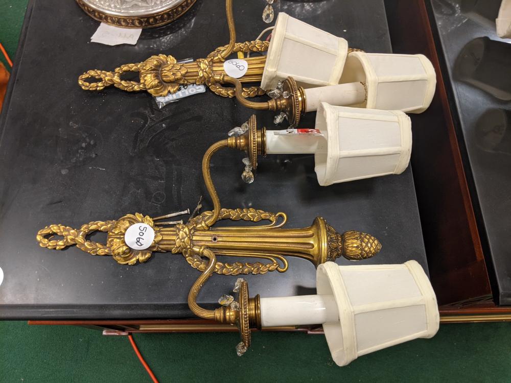 Pair of Brass wall sconces, 19 inches (1 of 1)
