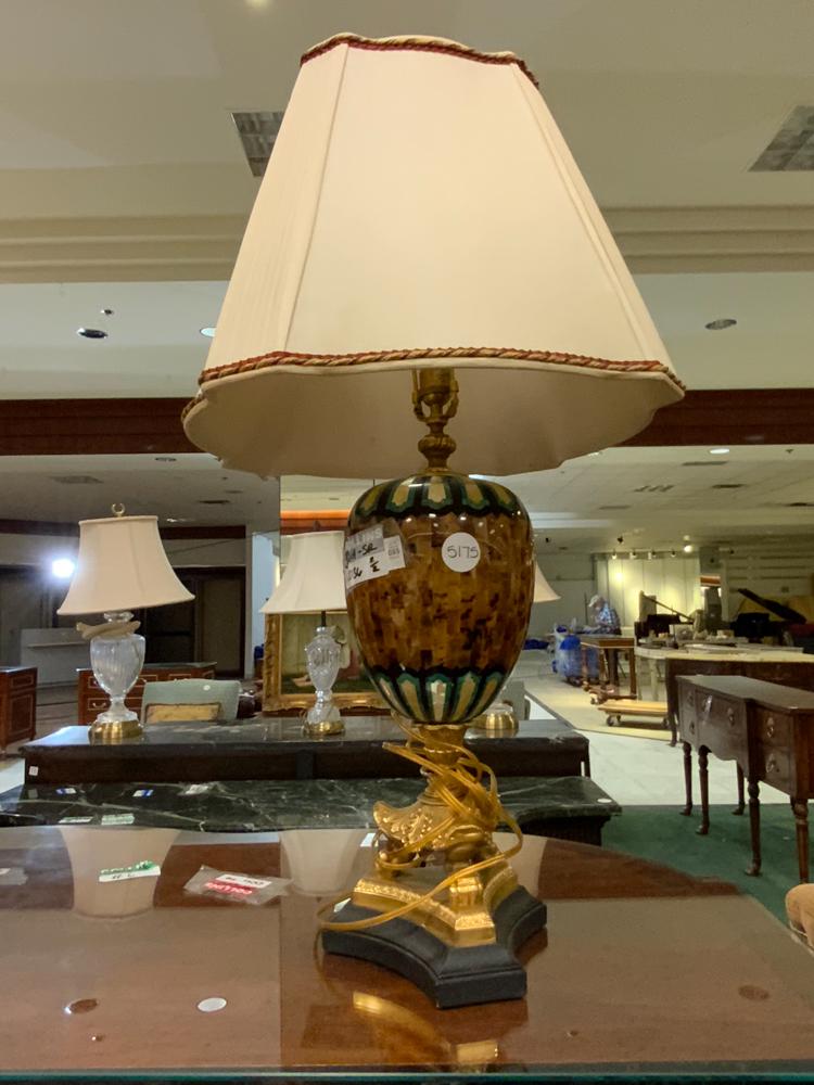 Pair of stone inlaid lamps, 36 inches (1 of 1)