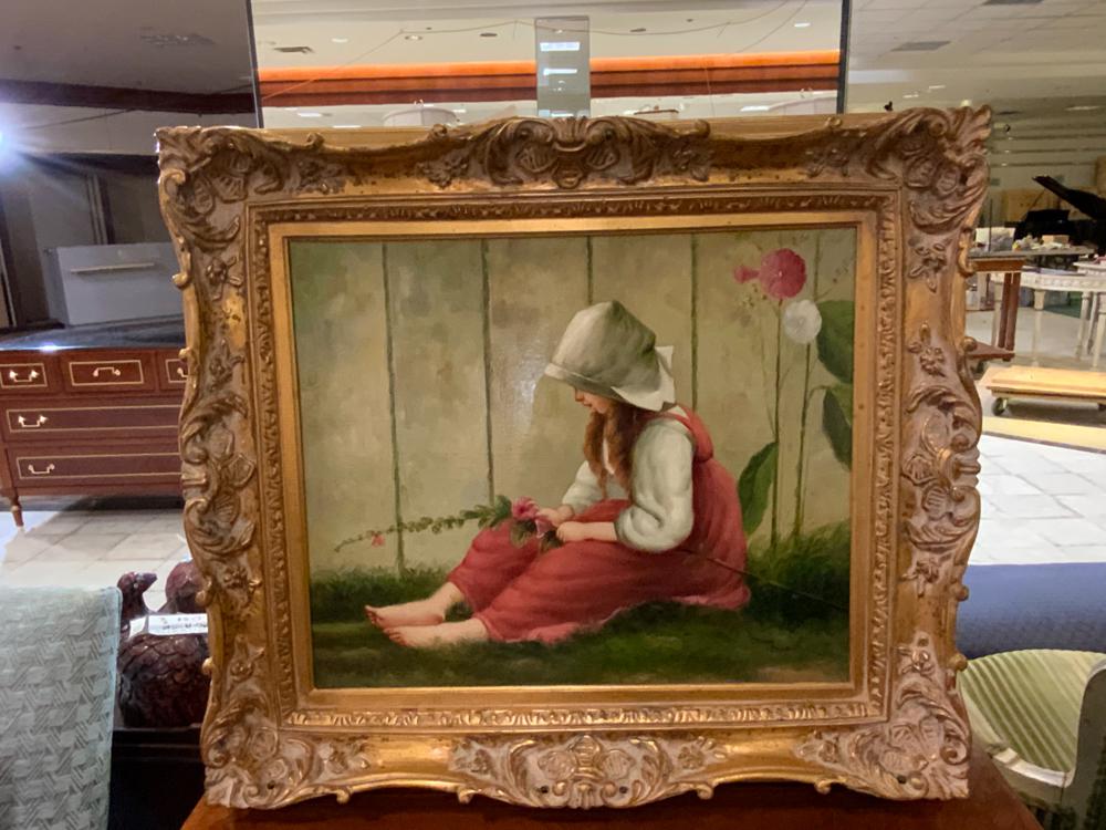 Oil on Canvas, Young girl with flowers, 28x31 inches (1 of 1)