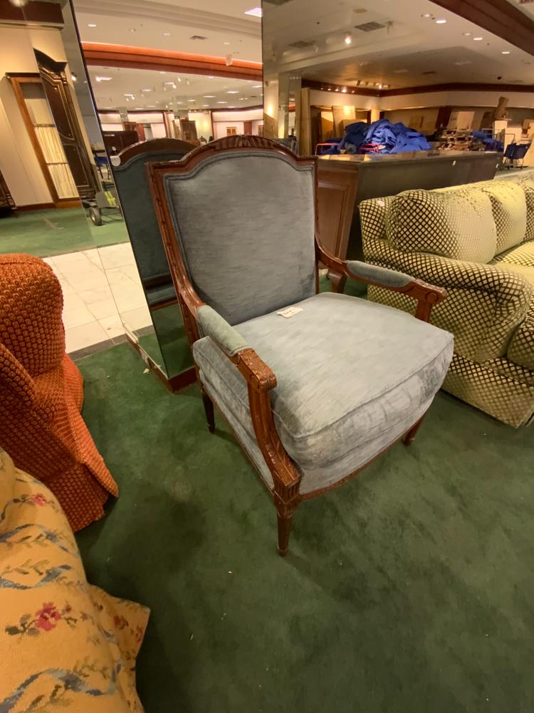 Blue upholstered chair, 40x26 inches (1 of 1)