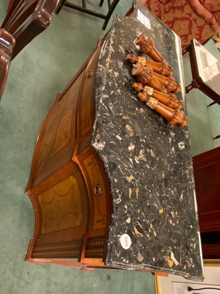 French inlaid cabinet with marble top, 28x21x56 inches (1 of 1)