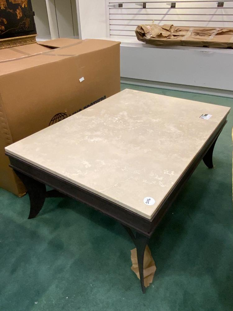 Contemporary iron and stone coffee table, 18x30x42 (1 of 1)