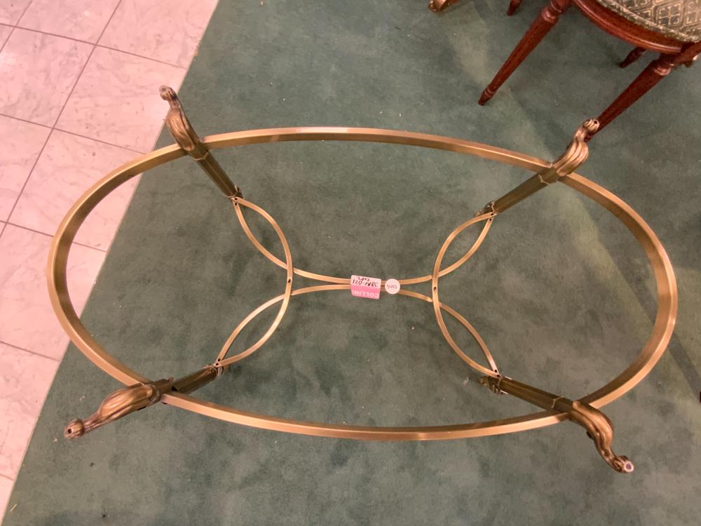 Glass and brass coffee table (14x21x43 inches) with (1 of 1)