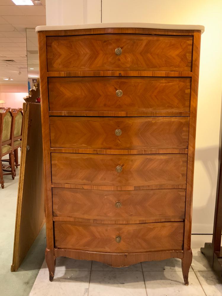 6 drawer French bureau with marble top (1 of 1)