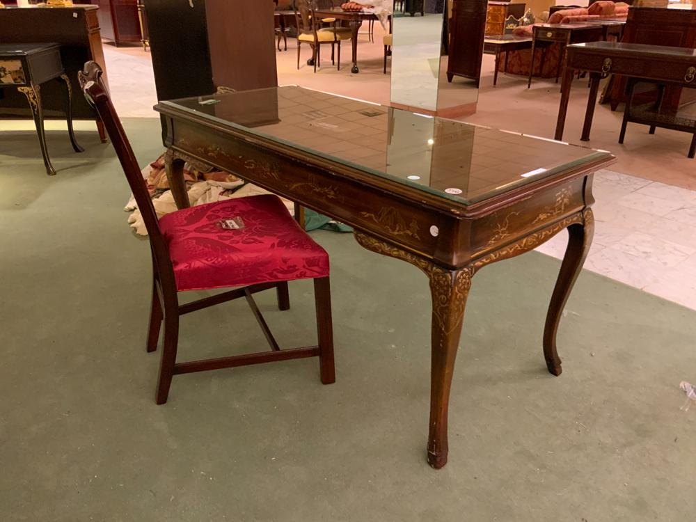 Table desk with Chinese design and chippendale chair (1 of 1)