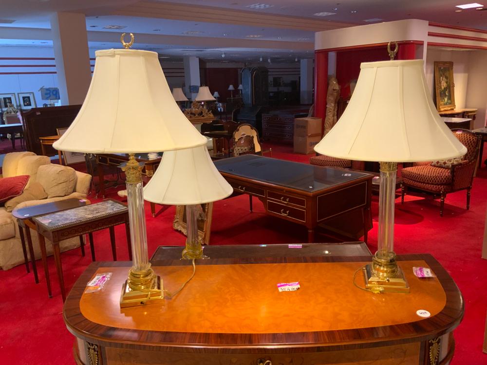 Lot of 3 brass and crystal lamps (1 of 1)