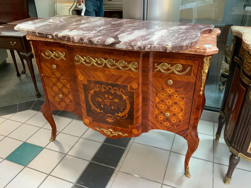 Two drawer French cabinet with exquisite inlay and (1 of 1)
