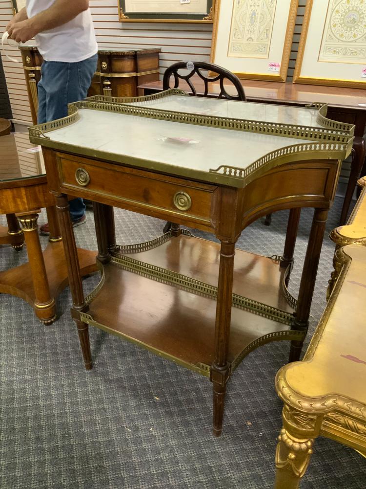 Pair of marble top French style hallway tables (1 of 1)