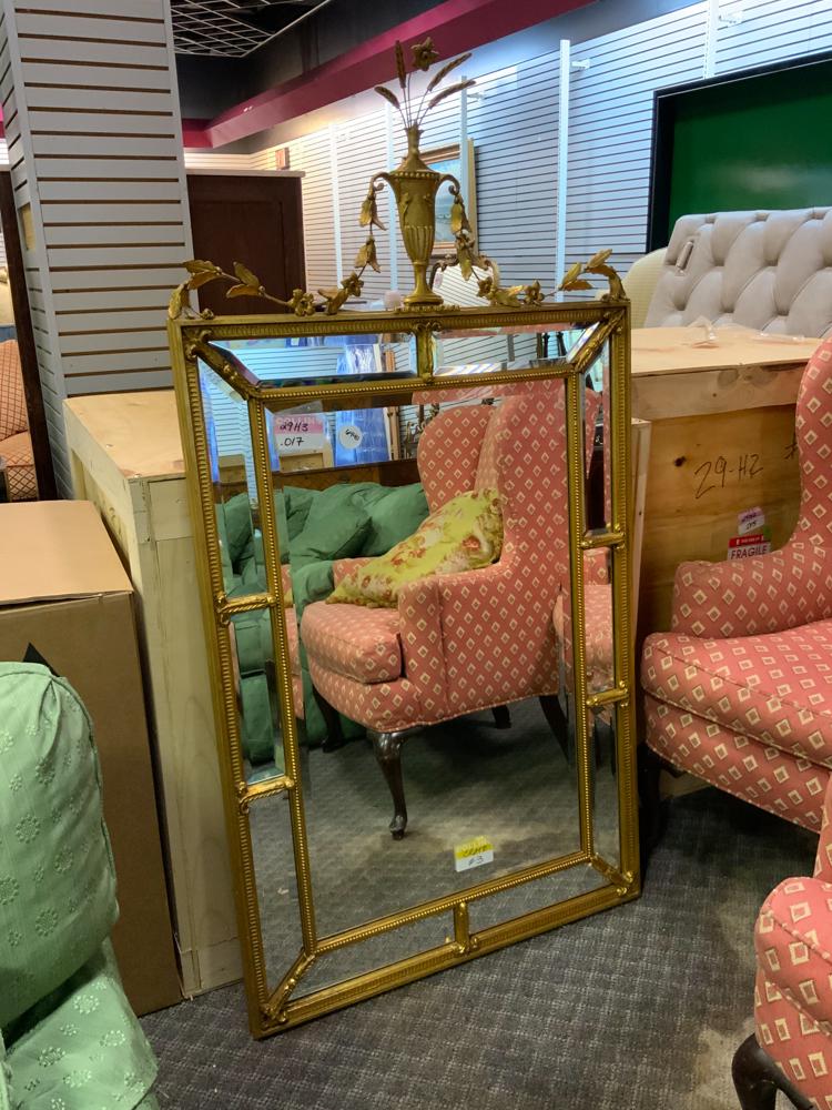 Large beveled sectional mirror with gesso design (1 of 1)