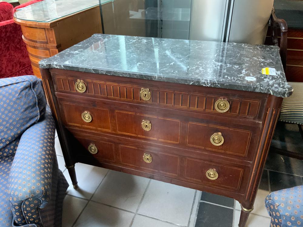 Marble top French 3-drawer bureau (1 of 1)