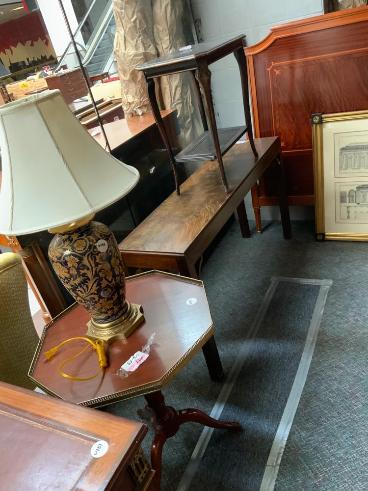 Octagonal table with brass rail together with 2 (1 of 1)