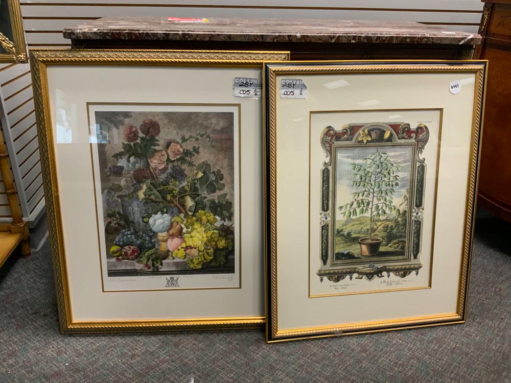 Lot of 2 large French framed prints floral (1 of 1)