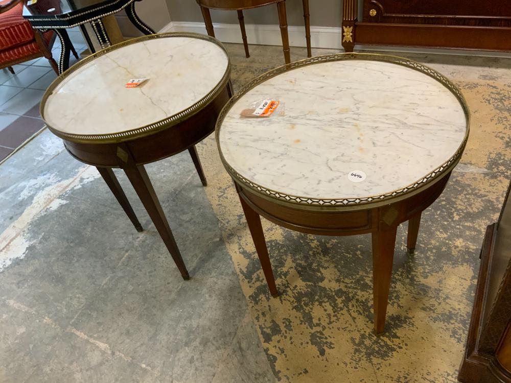 Pair of Round end tables with marble tops and brass (1 of 1)