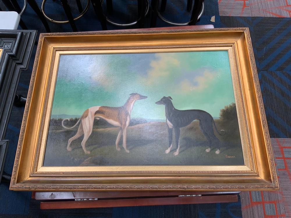 Oil on canvas two greyhounds (1 of 1)