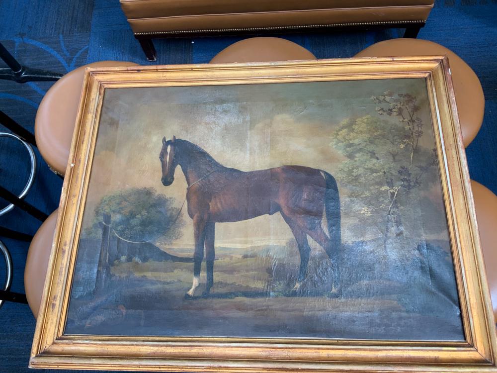 Oil on canvas antique painting of a horse (1 of 1)