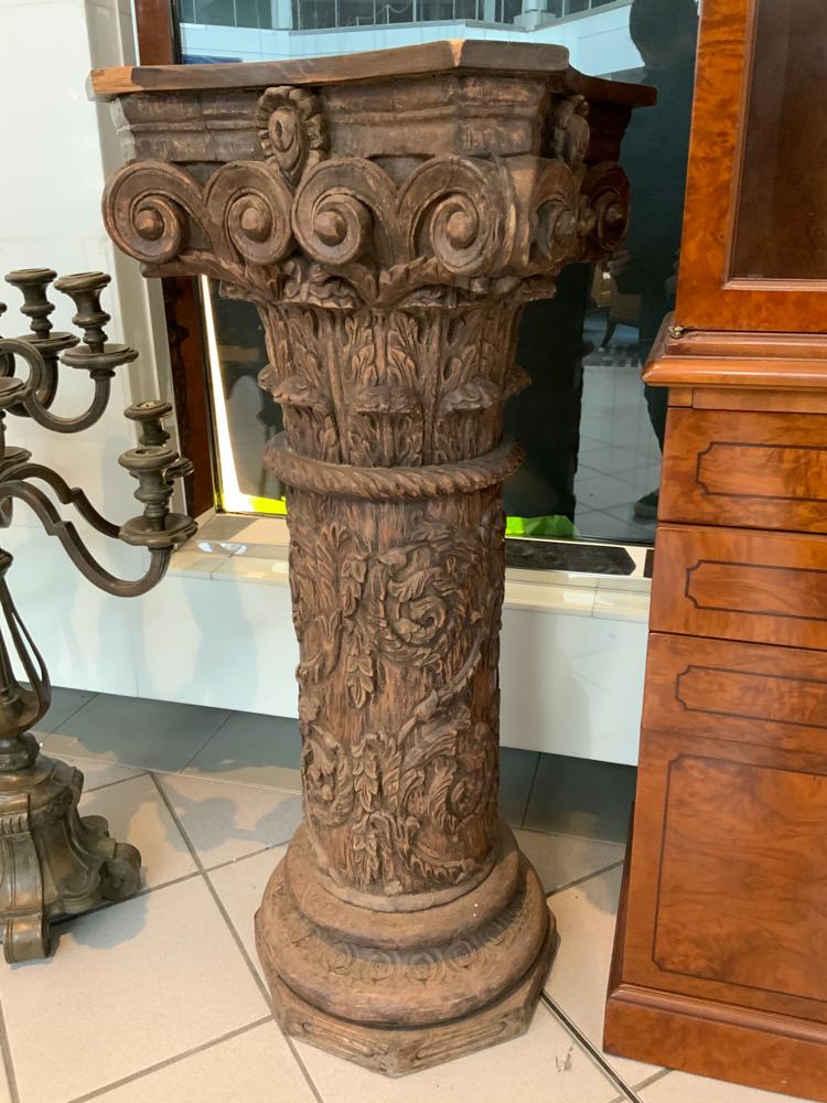 Pair of carved wood stands in a Corinthian column form (1 of 1)