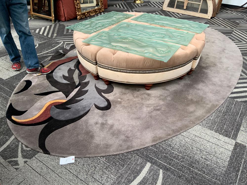 Lot of 2 oval modern carpets gray, 14 x 6 ft (1 of 1)