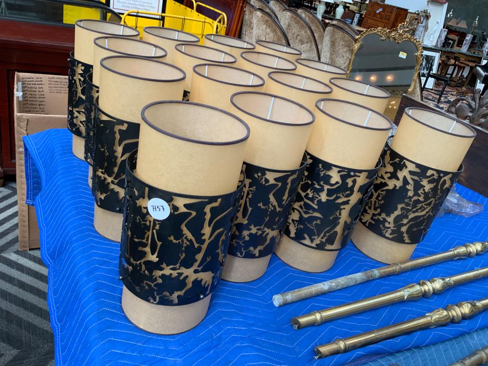 Lot of 16 wall sconces with shades: La Chine Restaurant: Lot of 16 wall sconces with shades