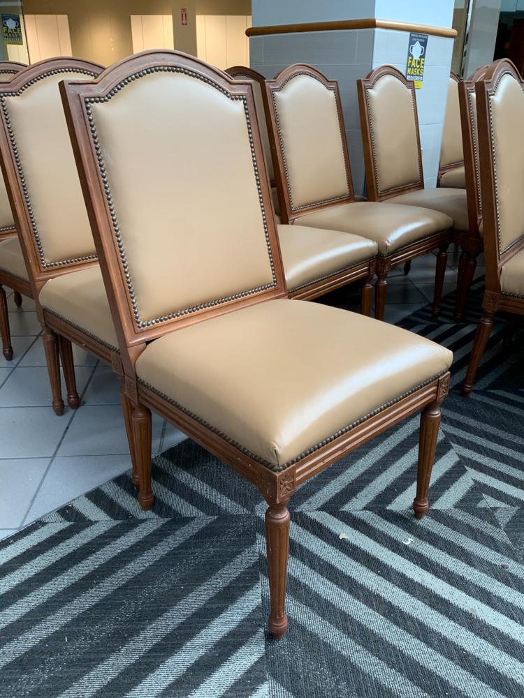 Lot of 4 leather and wood dining room chairs (1 of 1)