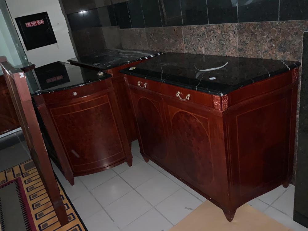 Lot of 3 two door Regency style cabinets with marble (1 of 1)