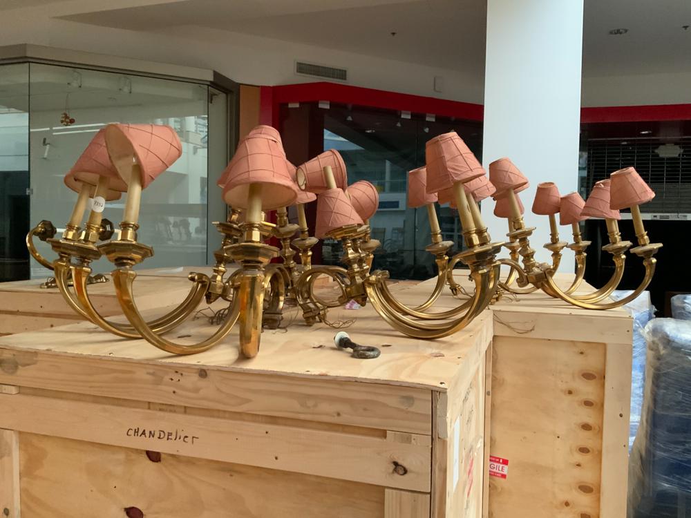 Bull and Bear enormous brass chandelier (1 of 1)