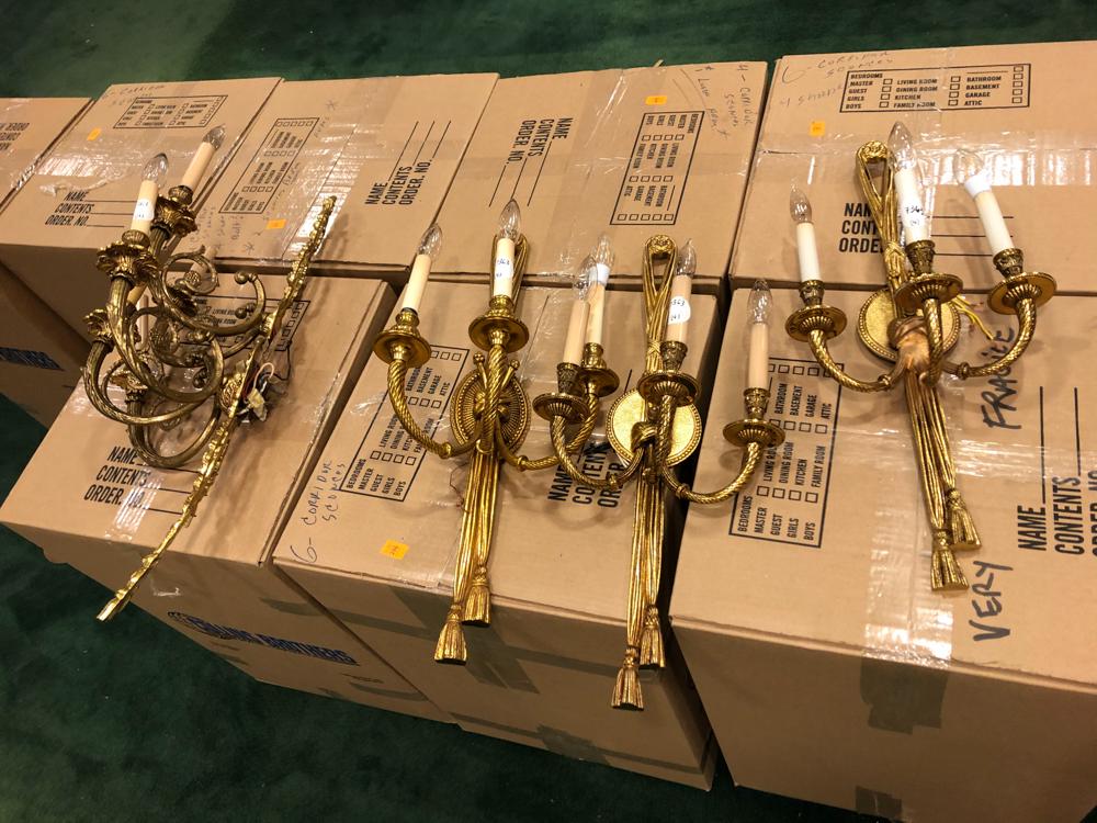 Lot of 4 asst brass wall sconces (1 of 1)