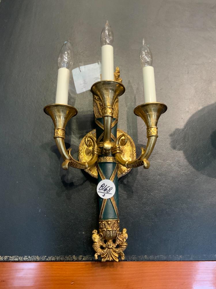 Pair of French Empire Style Brass Wall Sconces (1 of 1)