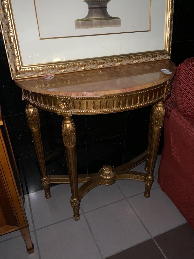 Antique French Marble Top Demilune Table (1 of 1)