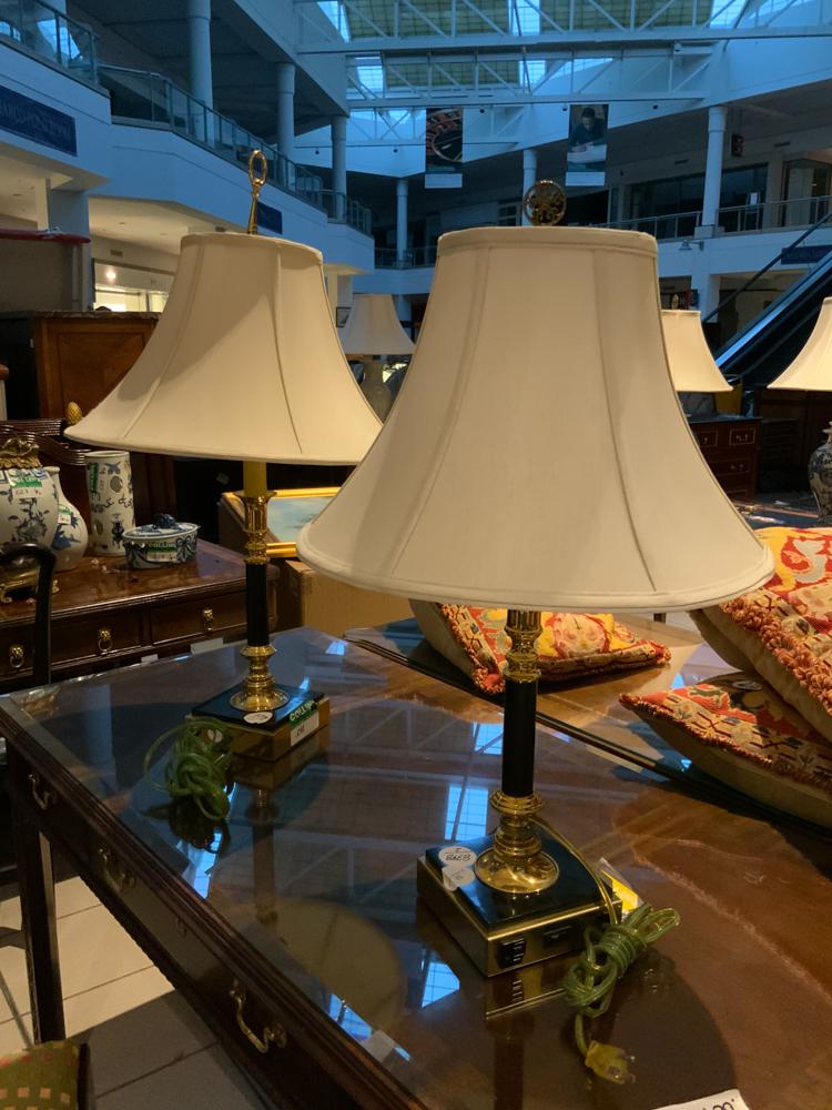 Pair of Brass and Marble Lamps (1 of 1)