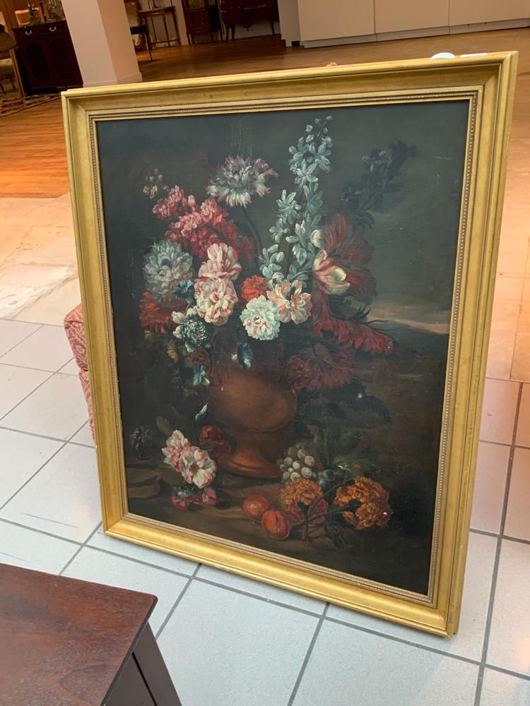 Antique Still Life of Flowers, Oil on Canvas (1 of 1)