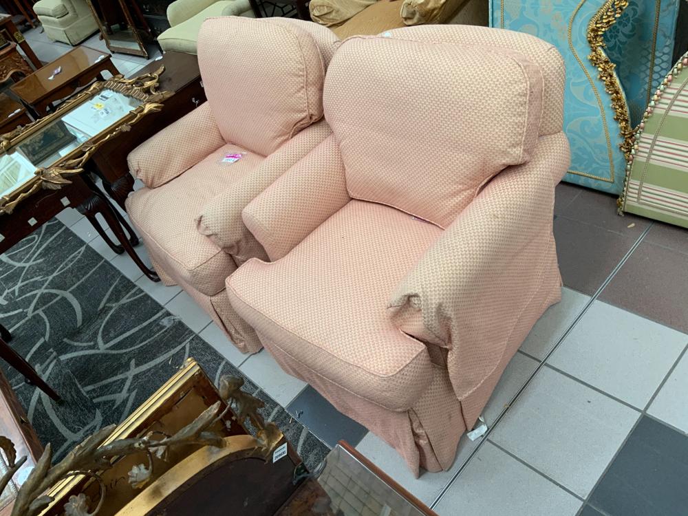 Pair of Pearson Pink Upholstered Armchairs (1 of 1)