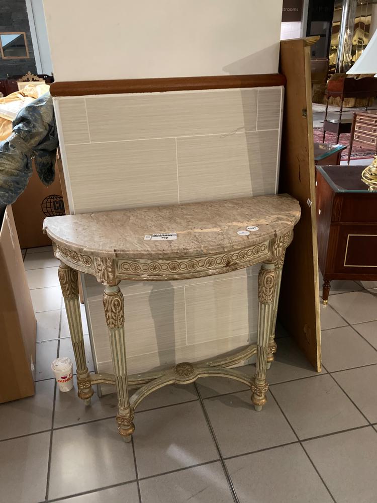 French Marble Top Demilune Table (1 of 1)