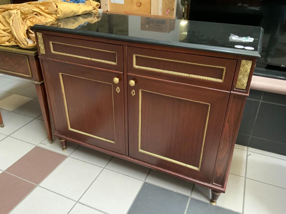 Regency Style 2-door Marble Top Cabinet (1 of 1)